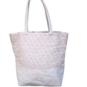 Donna Karan DKNY Pocketbook Town Country Leather Ivory Tote Signature Dust Bag